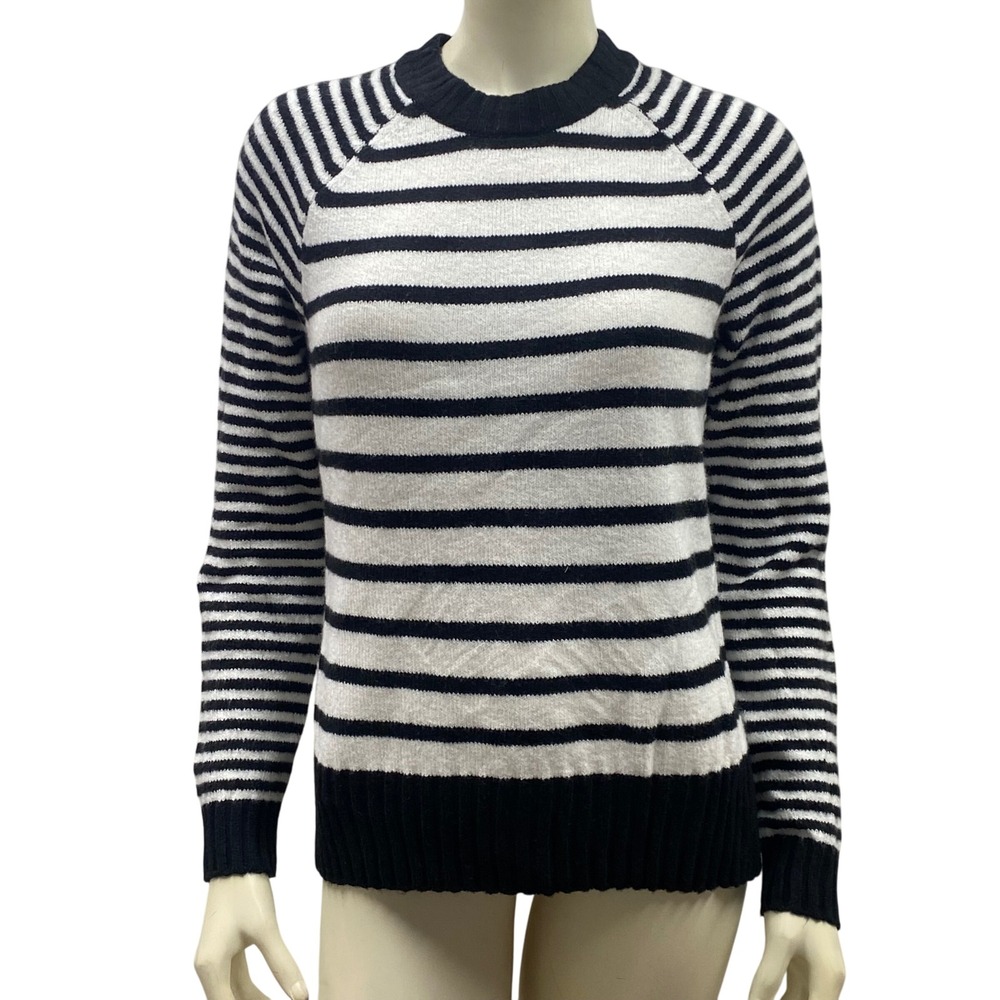 Time Striped‎ Sweater Black& White Crew Neck Pullover SM NWT